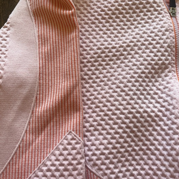 NWOT Gorgeous Pink and Orange Waffle Print Outfit crop top stripped contrast - Picture 5 of 8